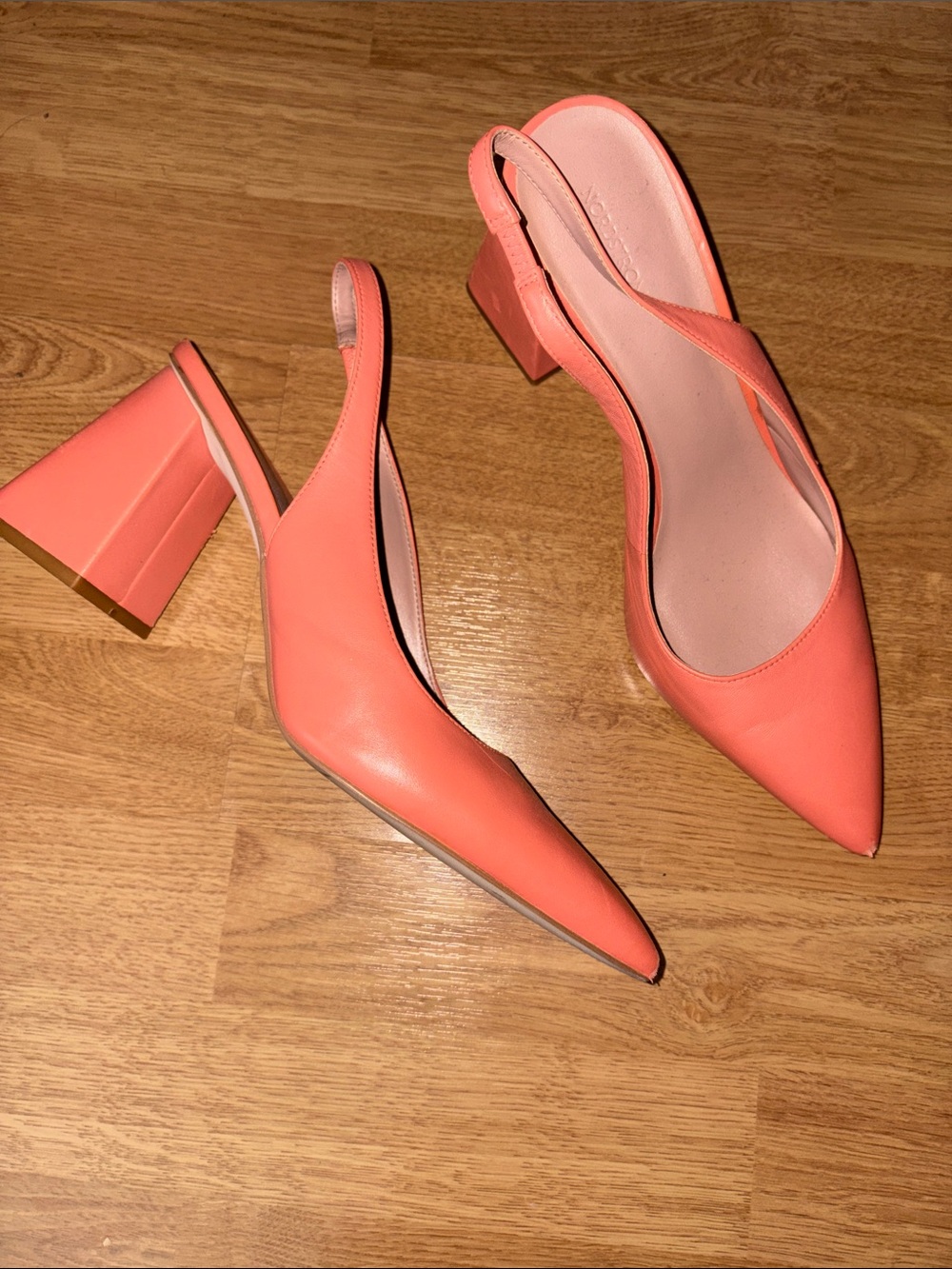 Nordstrom Coral Pointed-Toe Slingback Block Heels